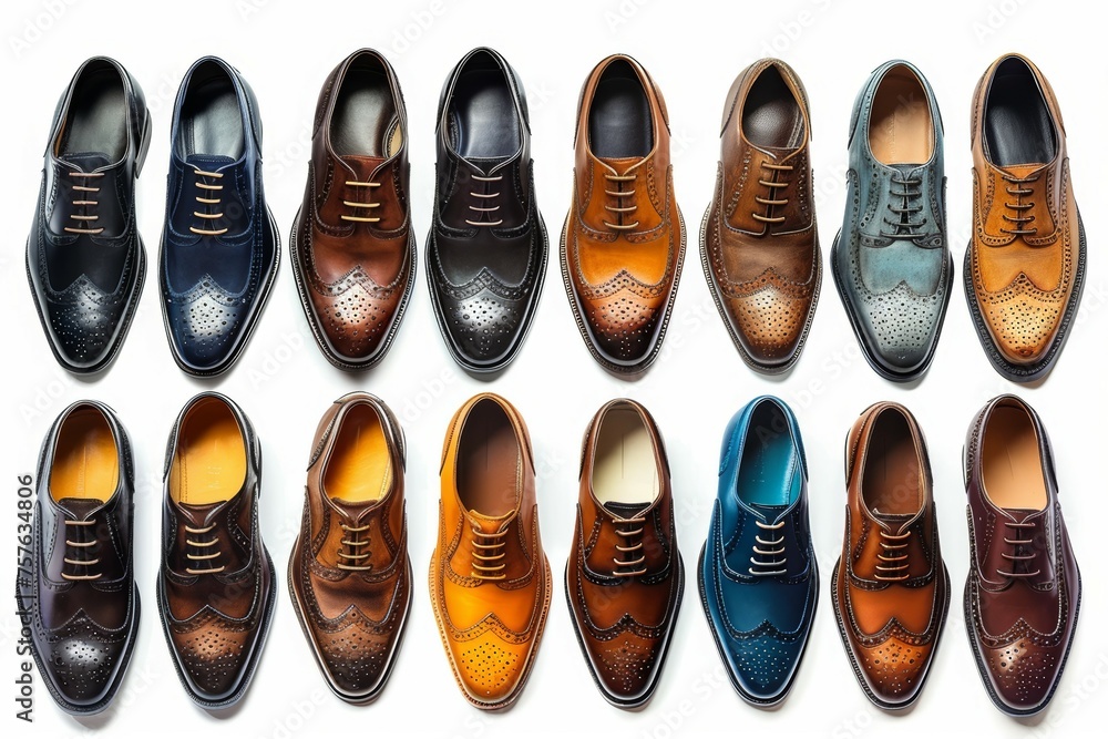 Poster a row of shoes with different colors and styles