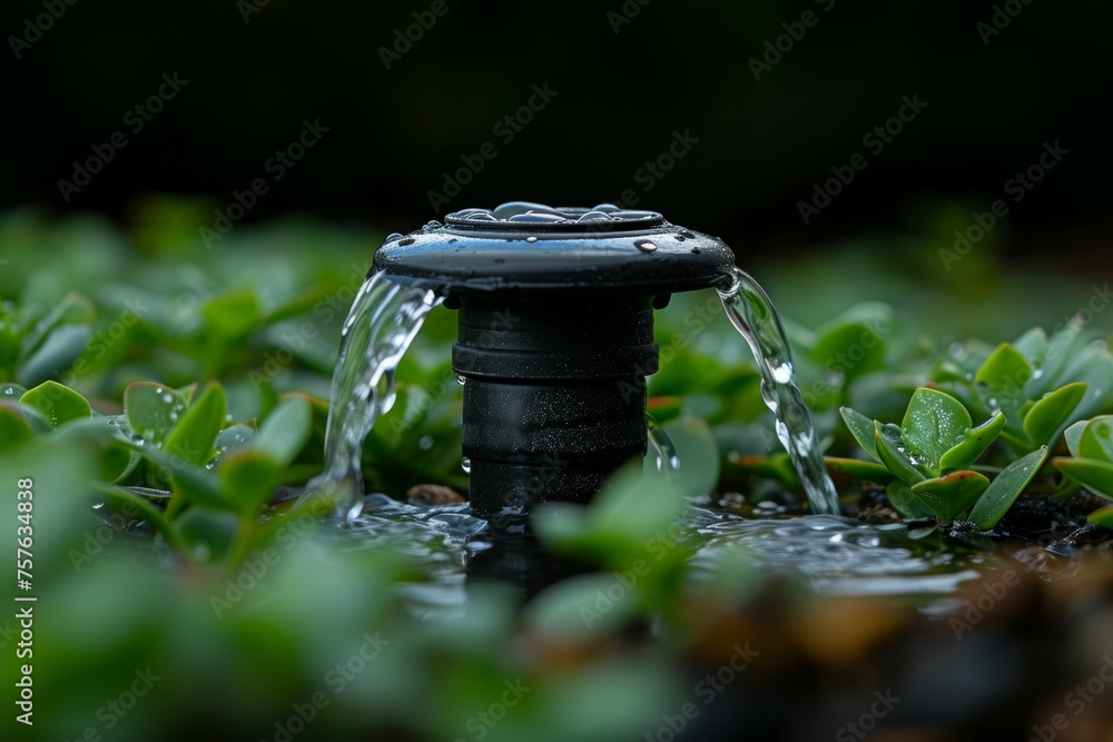 Poster watering and irrigation concept. background with selective focus and copy space