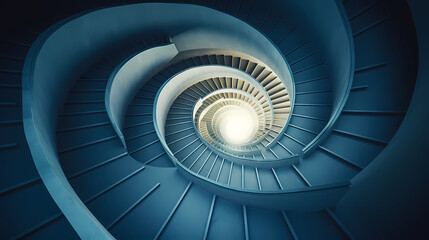 Abstract view of spiral staircase leading to unknown building height