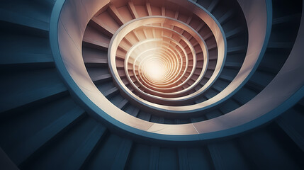 Abstract view of spiral staircase leading to unknown building height