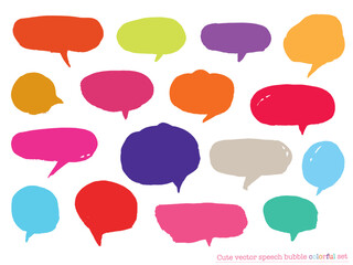 Cute vector speech bubble colorful set,Hand drawn set of speech bubbles with handwritten for book ,card, business, poster design. Vector illustration design for fashion fabrics, textile graphics