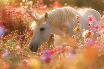 Unicorn among wildflowers