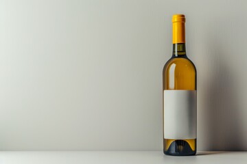 Single white wine bottle standing alone on white background, isolated for elegant presentation