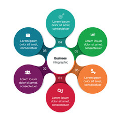 Six Stage Process Cycle Business Infographic