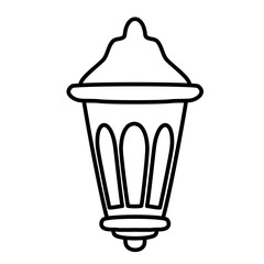 Outline Islamic Lantern Doodle Vector 
