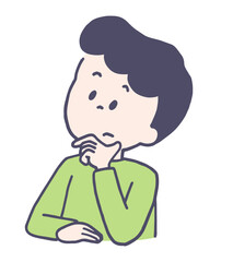 上を見上げて考える男性のイラスト