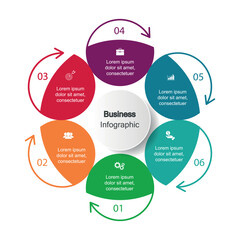 Six Stage Process Cycle Business Infographic