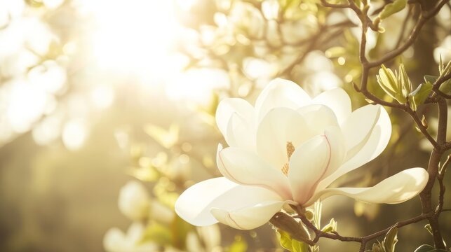 Real photo of a pure white Magnolia flower