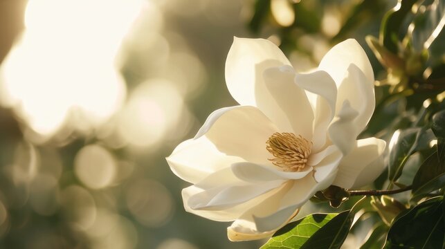 Real photo of a pure white Magnolia flower