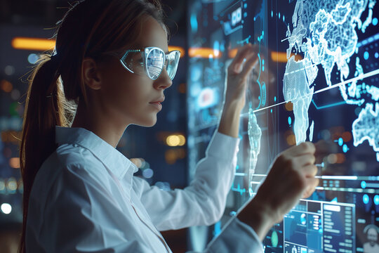 Tech Professional Working on Global Digital Network in Data Center