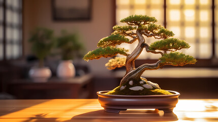 bonsai plant on table