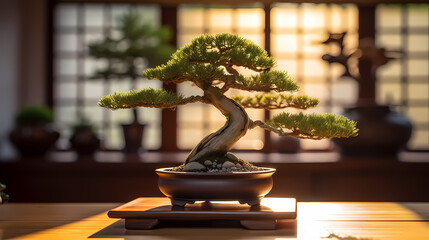 bonsai plant on table
