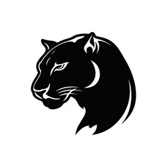 graphic design , panter inspired logo. silhouette , solid black , isolated on a white background
