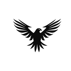 graphic design , eagle inspired logo. silhouette , solid black , isolated on a white background