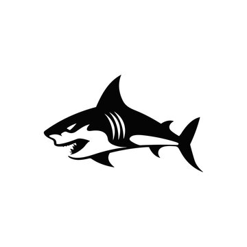 graphic design , shark inspired logo. silhouette , solid black , isolated on a white background