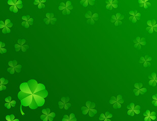 Saint Patrick's Day Clover Vector Background, 8.5 x 11 inch Landscape, Gradients, Green, Flat Style, Text Backdrop, Holiday Themed