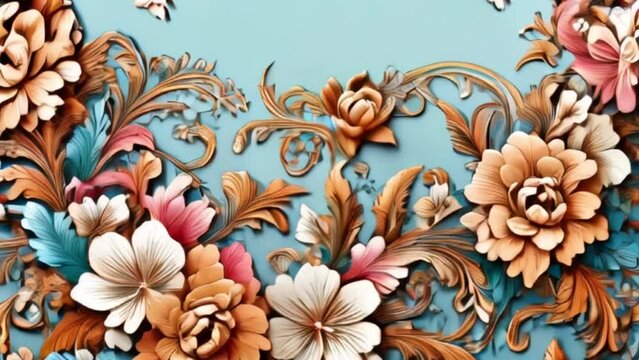 flowers bunch baroque ornament background texture abstract, motion