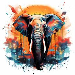 elephant art illustration, t-shirt design