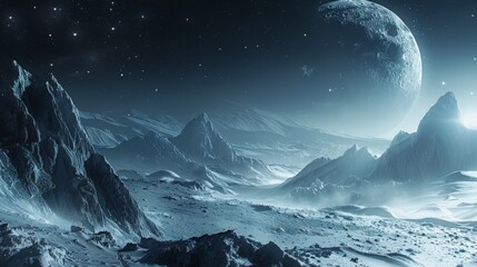 Alien Planet, Fantasy galactic space landscapes, background or wallpaper - obrazy, fototapety, plakaty