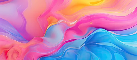 Foto op Canvas A close up of a vibrant swirl of liquid paint on a surface, featuring hues of purple, violet, pink, and magenta, resembling a beautiful petal floating in the sky © 2rogan