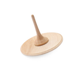 One wooden spinning top isolated on white