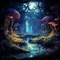 A lush otherworldly forest