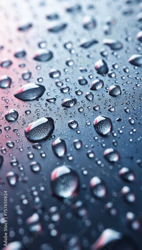 Poster mesmerizing macro background with vibrant water droplets on colorful wet surface