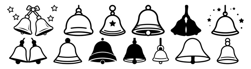Bell silhouette set vector design big pack of illustration and icon