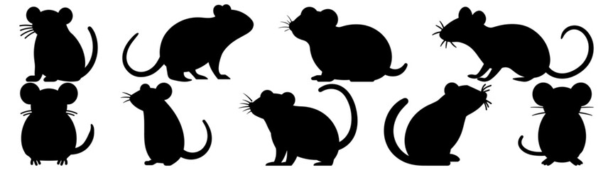 Mouse rat silhouette set vector design big pack of illustration and icon