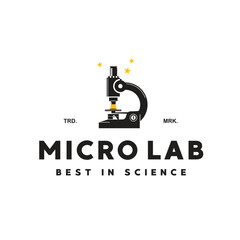vector illustration of microscope logo icon for science and technology