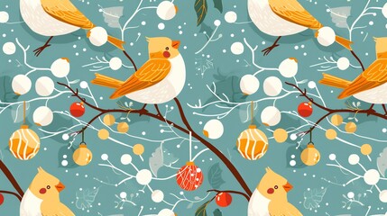 Hand painted for wallpaper and background pattern of colorful birds and flowers