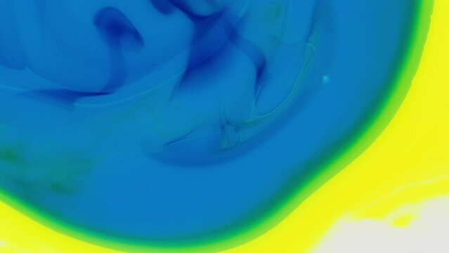 paint colors combination forms a beautiful dimension in slow motion. Abstract clip.