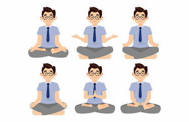 Flat people meditating illustration, yoga
