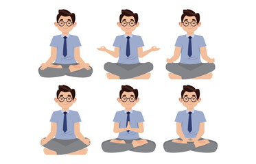 Flat people meditating illustration, yoga