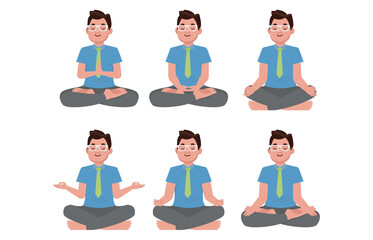 Flat people meditating illustration, yoga