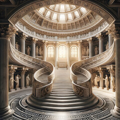 Obraz premium empty ancient roman/greek architecture arches and pillars and stairways