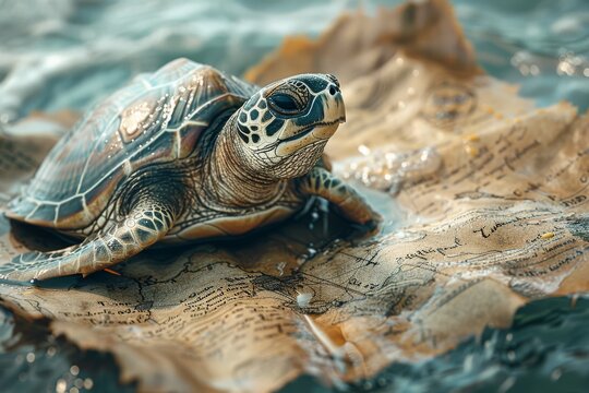 A pet pirate adventure on the high seas, searching for lost treasures hidden in mystical islands, with maps inscribed on ancient turtle shells.