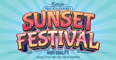 Editable text style effect - Sunset Festival text style theme.