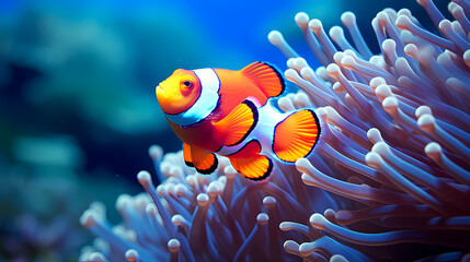 Naklejka na ściany i meble clownfish on coral reef