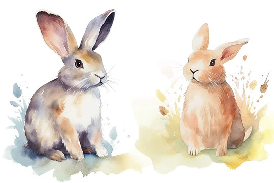 Watercolor illustration rabbit
