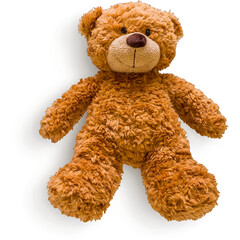 An unique concept of isolated bear doll on plain background , very suitable to use in mostly kindergarten project.