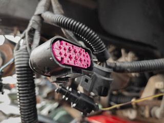 Fototapeta premium Close-Up of a Car Electrical Connector