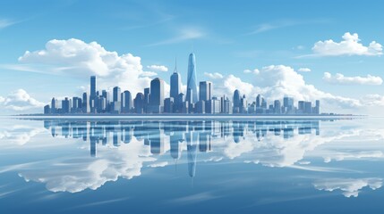 Fototapeta premium Futuristic smart city skyline with eco skyscrapers and tall buildings 3d concept illustration