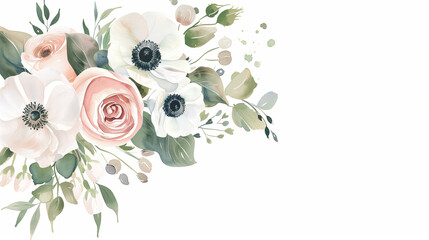 Delicate Watercolor Floral Bouquet - obrazy, fototapety, plakaty