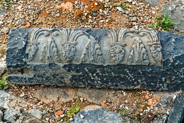 historical stone carving placed inside a mosque in India