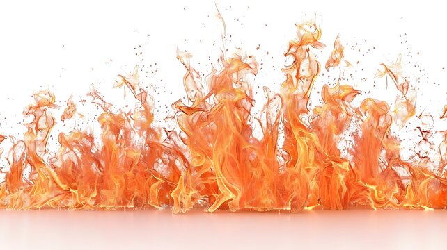 Fire flames isolated on white background. Epic capture of huge fire flames illustration. Generative AI