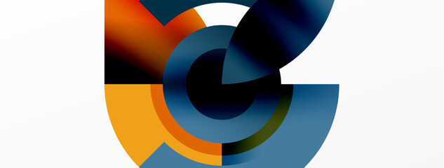 Obraz premium Round elements and circles geometric minimal composition background. Vector Illustration For Wallpaper, Banner, Background, Card, Book Illustration, landing page