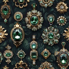 Antique Jewelry: Designs inspired by the intricacy of antique brooches, necklaces, and rings.For Seamless Pattern, Fabric Pattern, Tumbler Wrap, Mug Wrap.