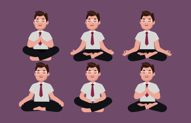Flat people meditating illustration, yoga