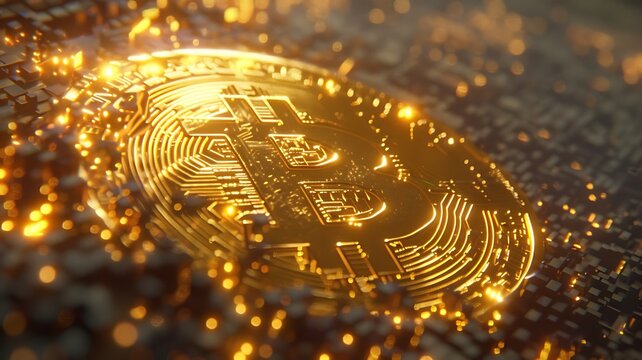 Beautiful glowing Bitcoin B logo crypto coin. Signifying the crypto market's pulse. Geometric bitcoin futuristic logo icon. Cryptocurrency hot market. Generative AI